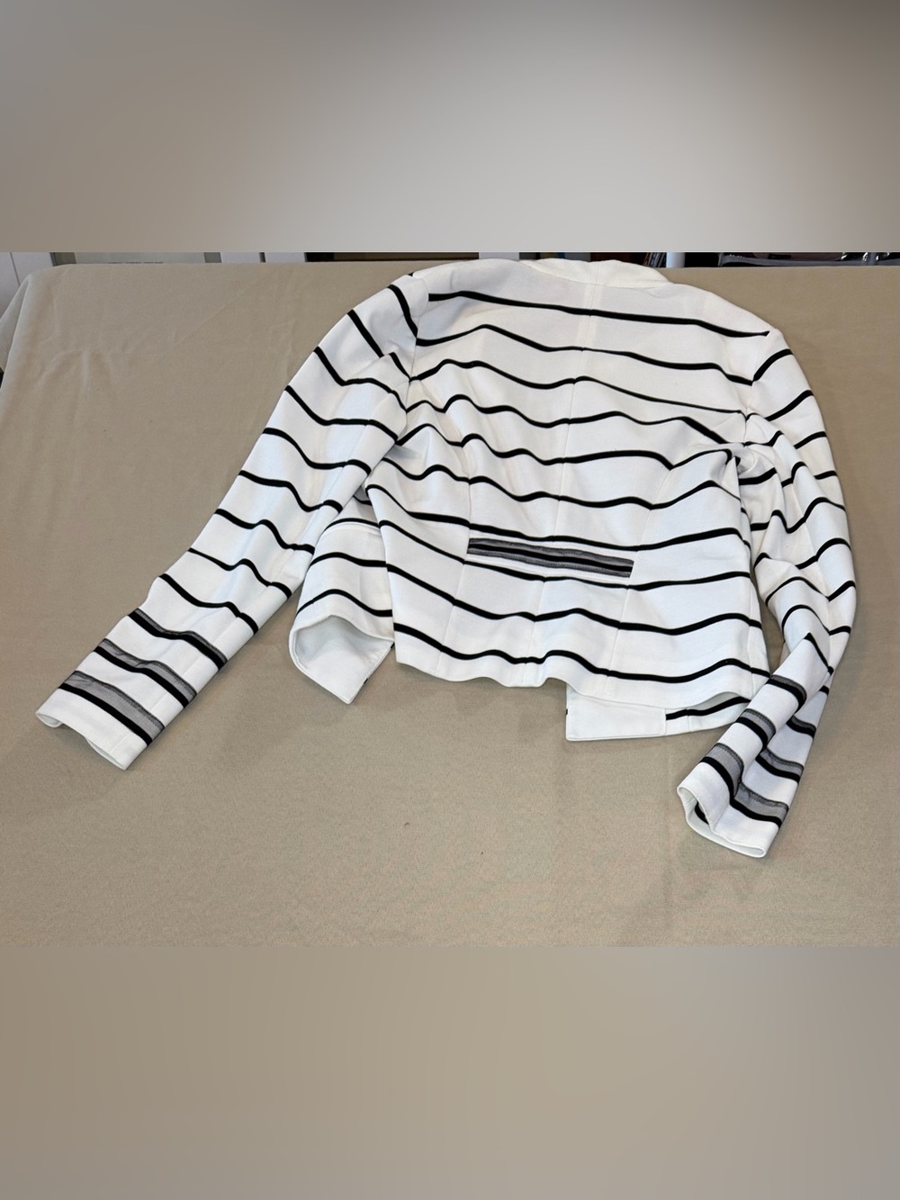 White House Black Market White and Black Striped Knit Blazer - Picture 2 of 3